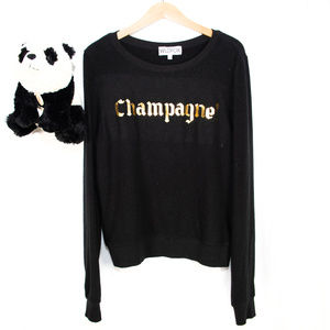 Wildfox 'Champagne!' black, gold graphic sweater